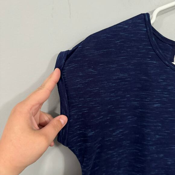 Kyodan Heather Dark Blue Shirt Women's Size Medium Keyhole Back Polyester Rayon - Picture 2 of 6